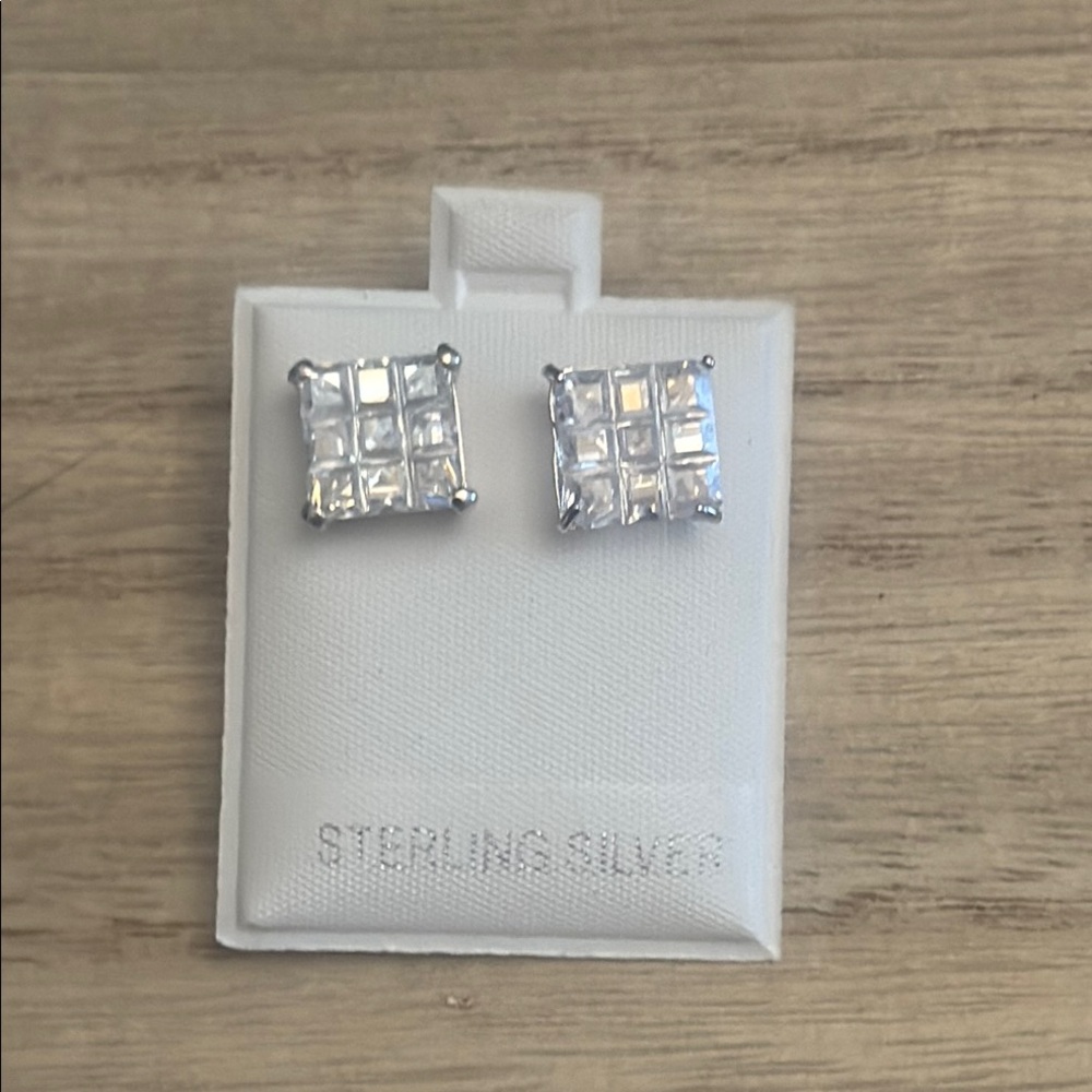 Sterling Silver Square Stud Earrings